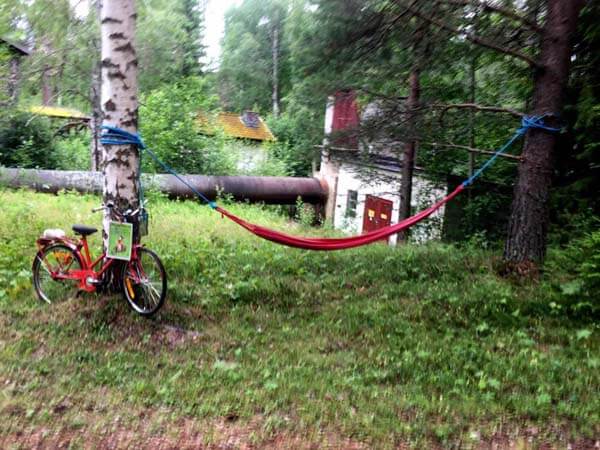 Installation cykel, hängmatta – Katarina Johansson